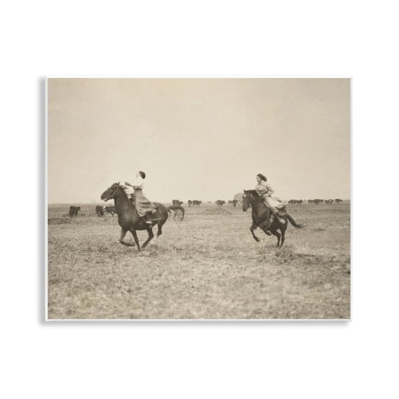 Stupell Industries Galloping Cowgirl Friends Animals Photography Unframed Art Print Wall Art, 14 x 11