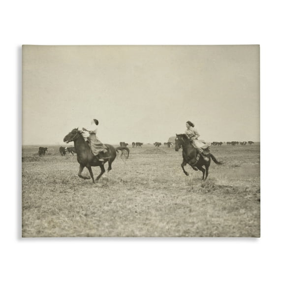 Stupell Industries Galloping Cowgirl Friends Animals Photography Wrapped Canvas Art Print Wall Art, 48 x 36