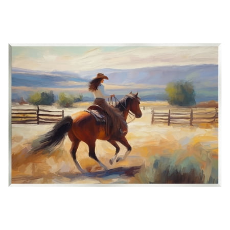 Stupell Industries Galloping Cowgirl Landscape Animals & Insects Painting Unframed Art Print Wall Art, 15 x 10