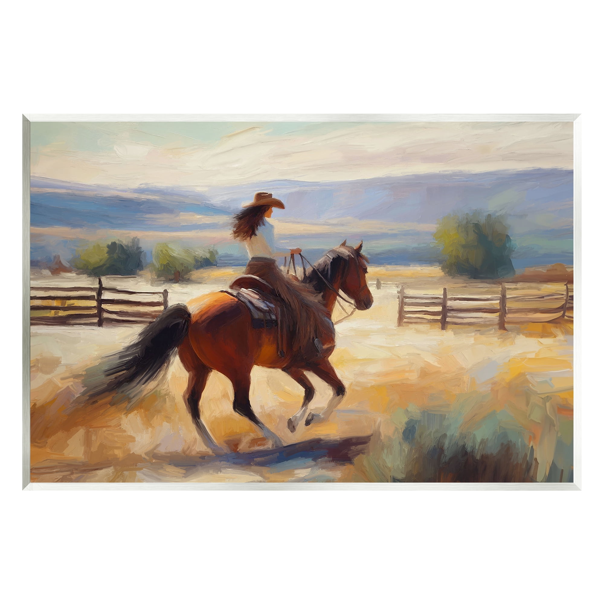 Stupell Industries Galloping Cowgirl Landscape Animals & Insects Painting Unframed Art Print Wall Art, 19 x 13