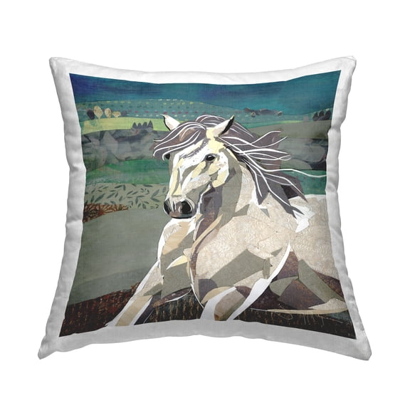 Stupell Industries Galloping Horse Abstract Landscape Square Decorative Printed Throw Pillow, 18 x 18,