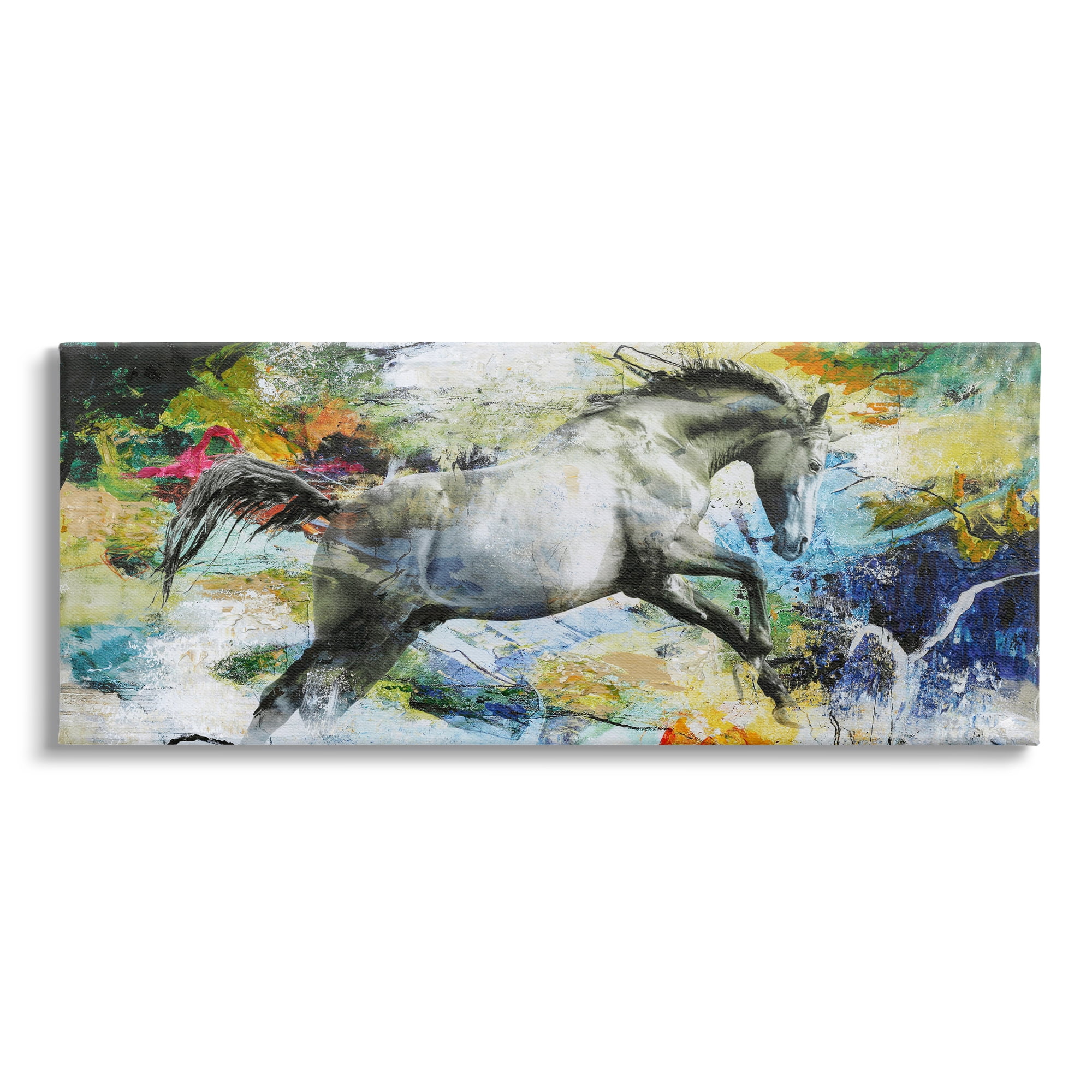 Stupell Industries Galloping Horse Modern Splatter Animals & Insects Painting Gallery Wrapped Canvas Print Wall Art, 48 x 20