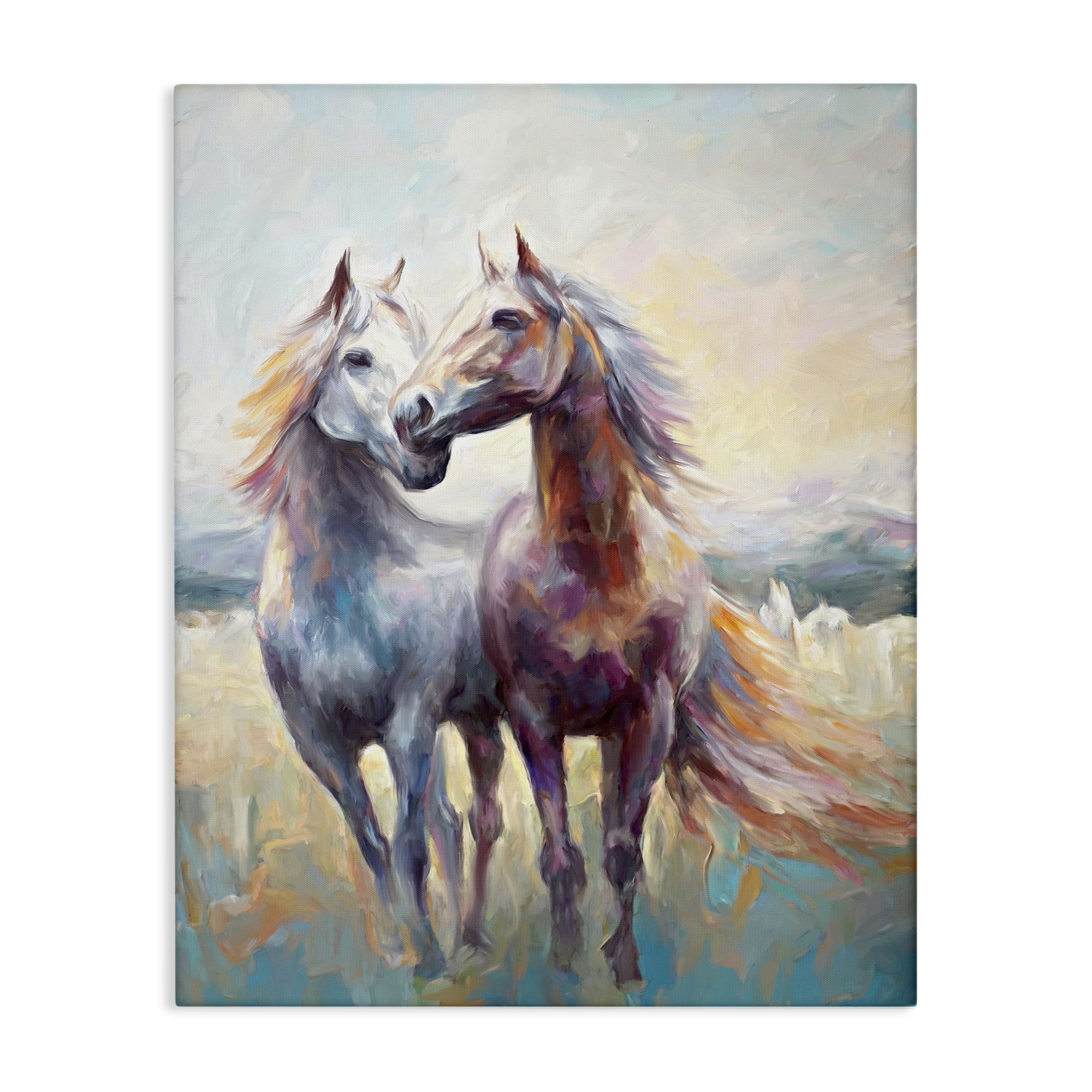 Stupell Industries Galloping Horse Pair Animals & Insects Painting Gallery Wrapped Canvas Art Print Wall Art, 36 x 48