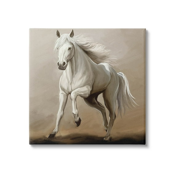 Stupell Industries Galloping Horse White Stallion Painting Gallery Wrapped Canvas Print Wall Art, Design by Ziwei Li
