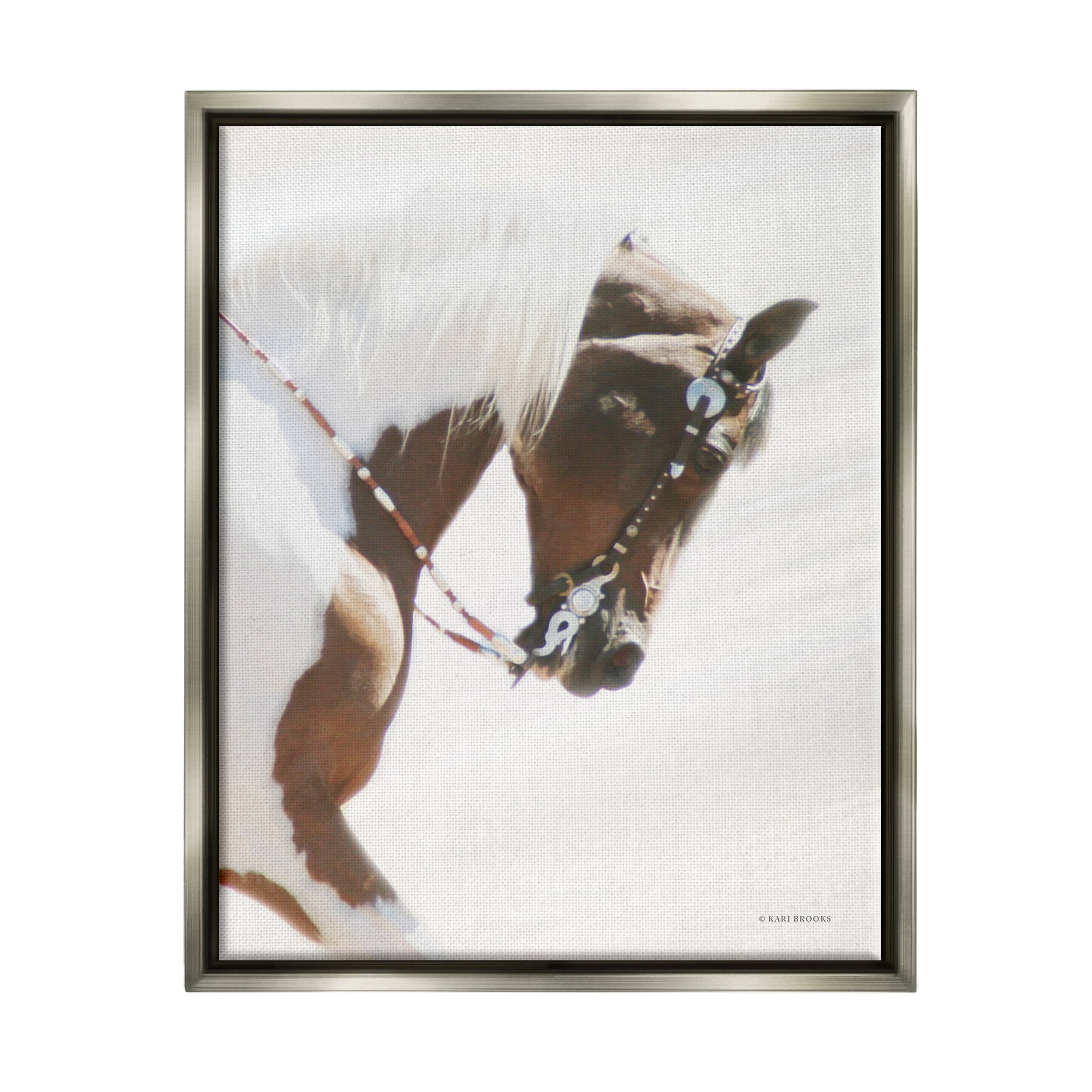 Stupell Industries Galloping Horse with Halter Animals & Insects Photography Gray Floater Framed Art Print Wall Art, 25 x 31