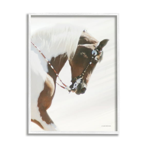 Stupell Industries Galloping Horse with Halter Animals & Insects Photography White Framed Art Print Wall Art, 11 x 14