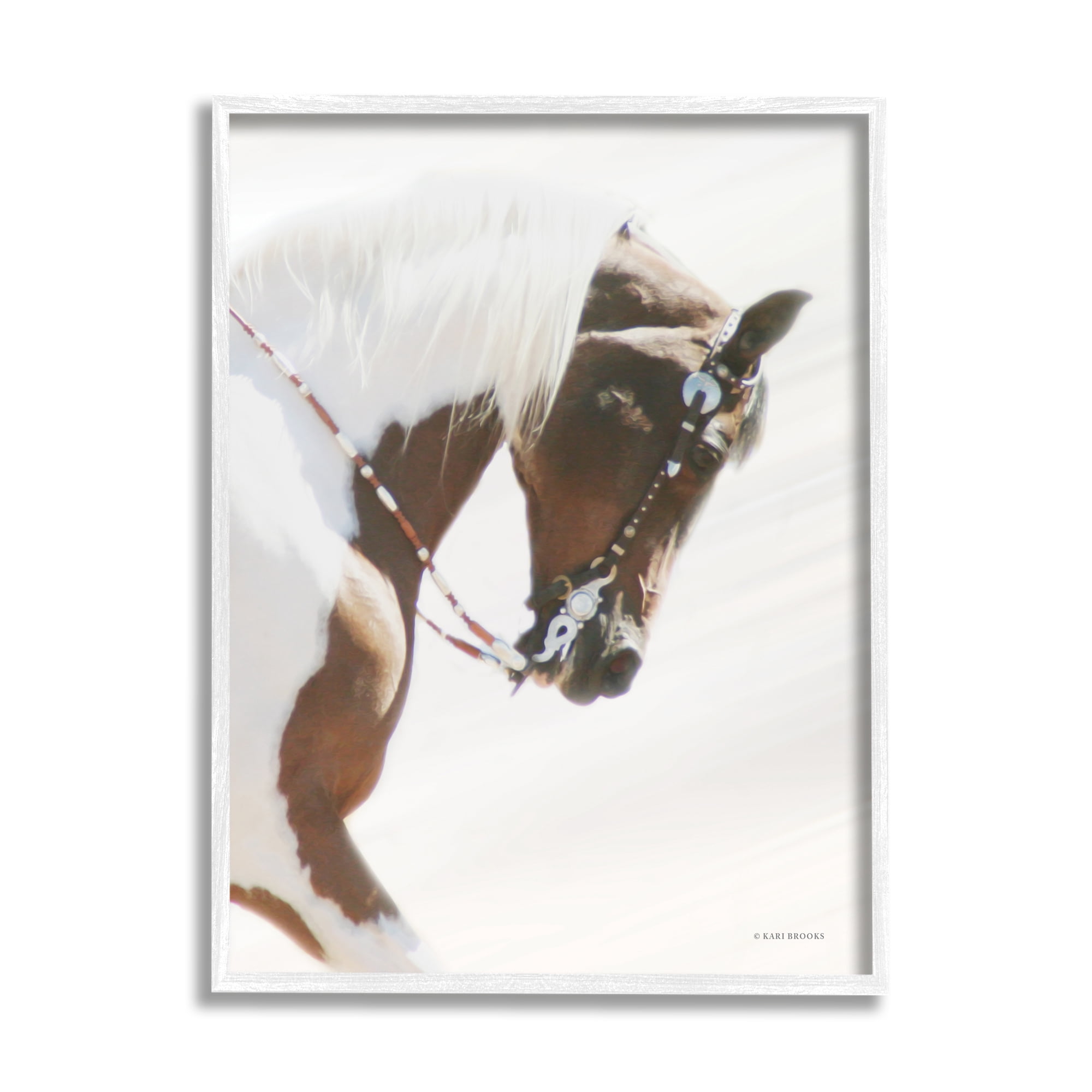 Stupell Industries Galloping Horse with Halter Animals & Insects Photography White Framed Art Print Wall Art, 16 x 20