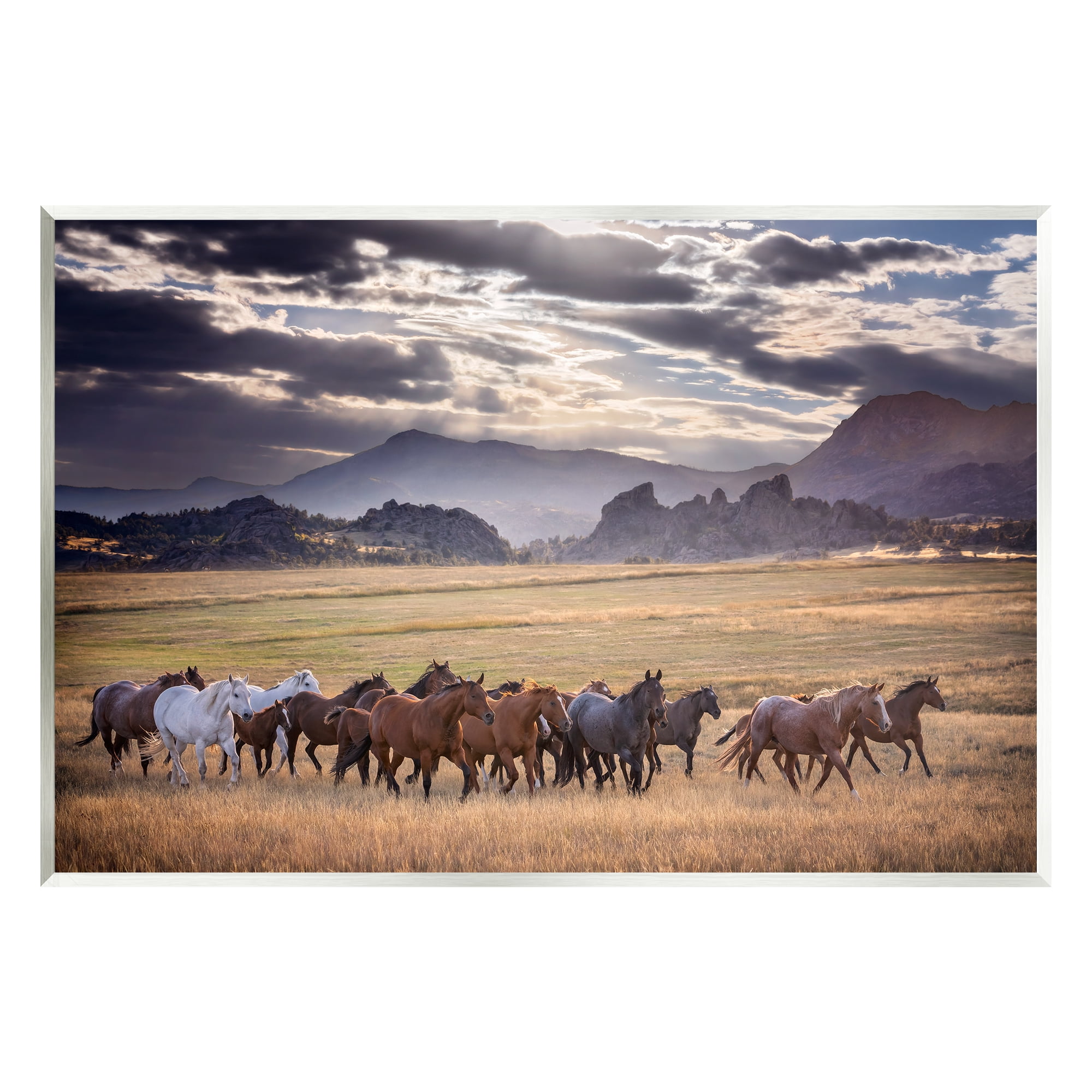 Stupell Industries Galloping Horses Cloudy Mountains Landscape Photography Unframed Art Print Wall Art, 19 x 13