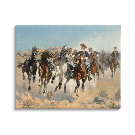 Stupell Industries Galloping Horses Herd Cowboys Trotting Desert Sand Painting Gallery Wrapped Canvas Print Wall Art, Design by Lettered and Lined