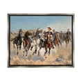thumbnail image 1 of Stupell Industries Galloping Horses Herd Cowboys Trotting Desert Sand Painting Luster Gray Floating Framed Canvas Print Wall Art, Design by Lettered and Lined, 1 of 5
