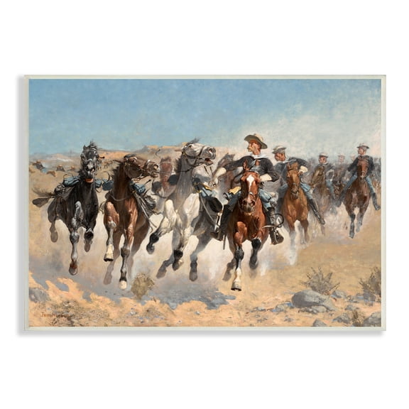 Stupell Industries Galloping Horses Herd Cowboys Trotting Desert Sand Painting Unframed Art Print Wall Art, Design by Lettered and Lined