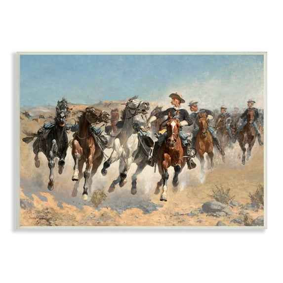 Stupell Industries Galloping Horses Herd Cowboys Trotting Desert Sand Painting Unframed Art Print Wall Art, Design by Lettered and Lined