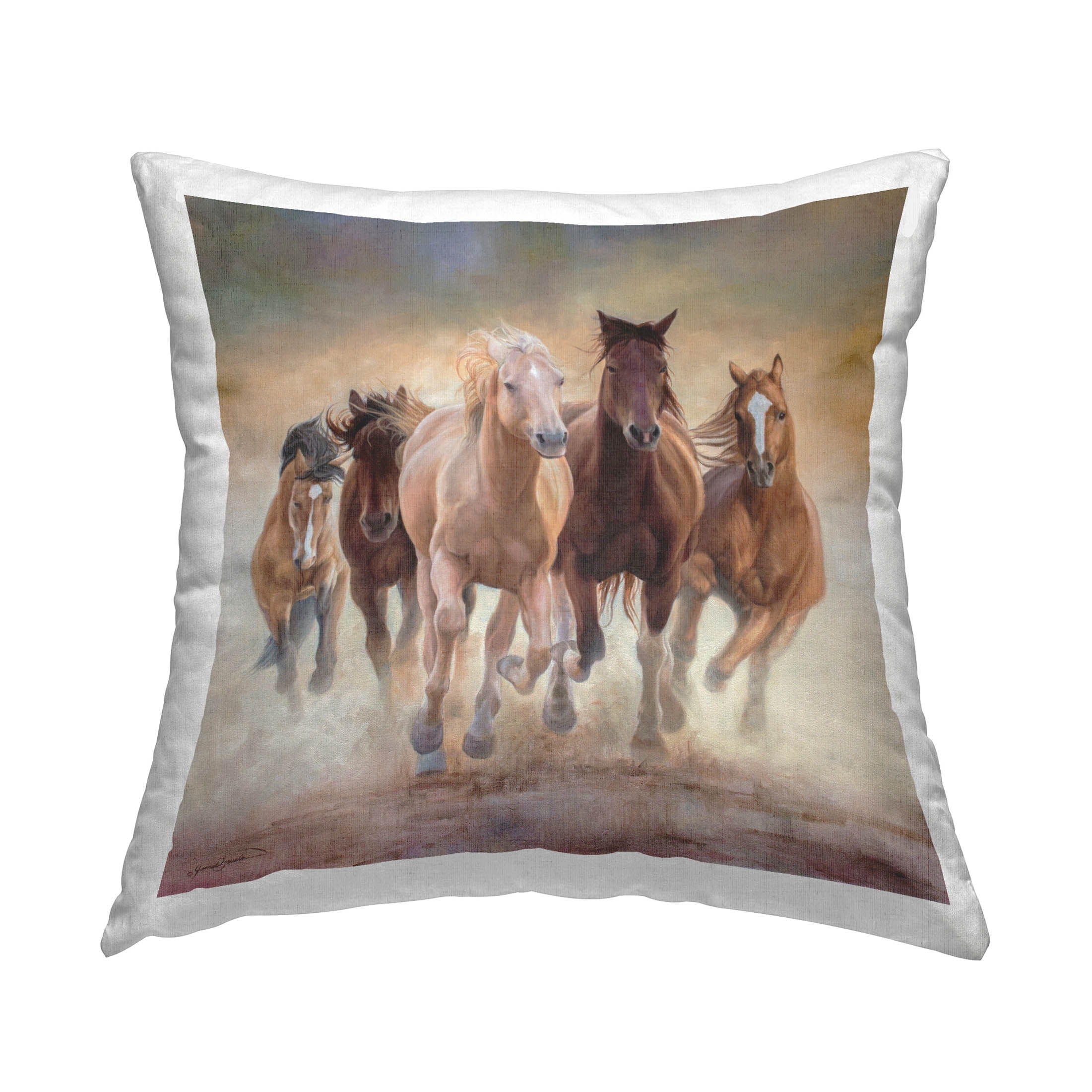 Stupell Industries Galloping Horses Herd Nature Printed Throw Pillow Design by James Corwin