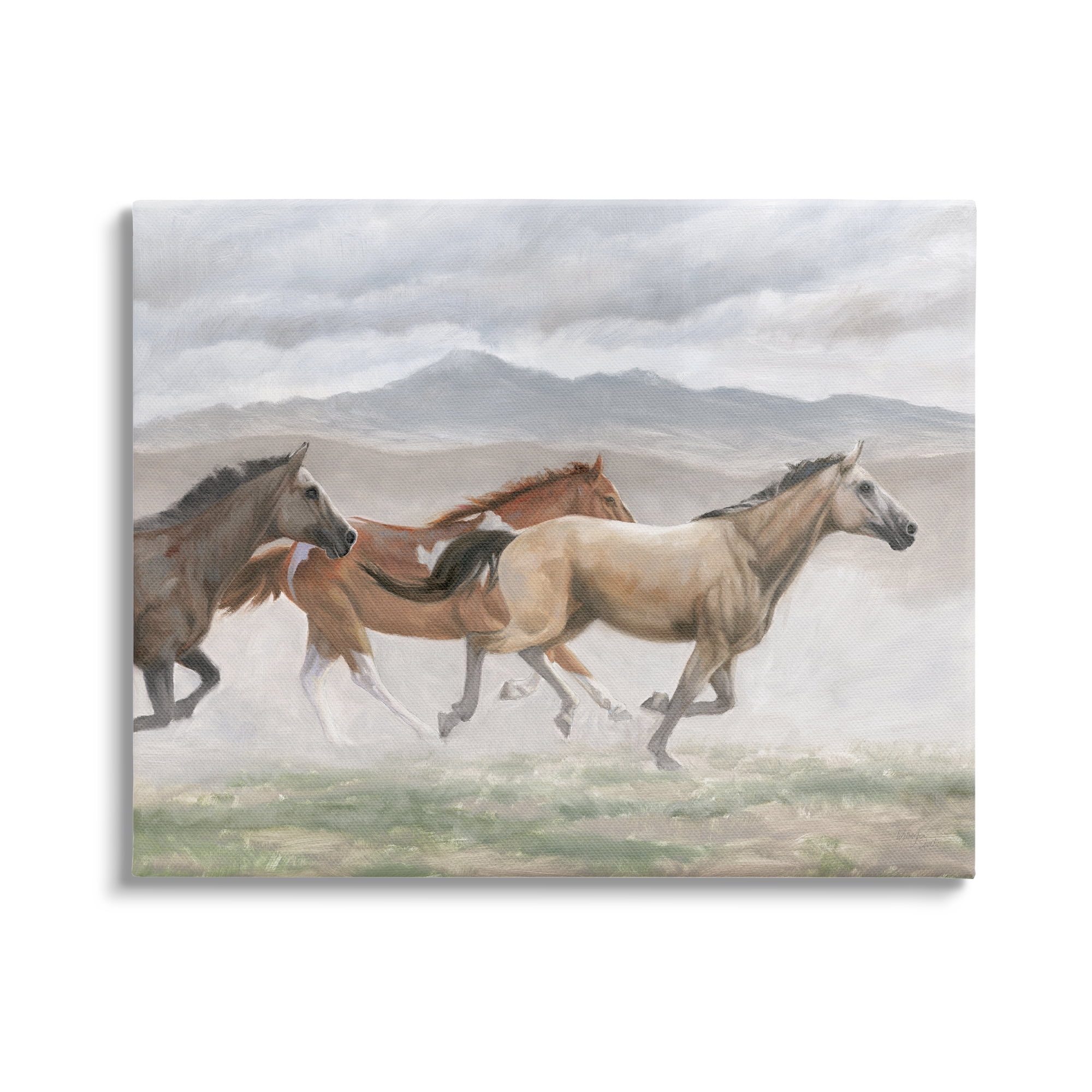 Stupell Industries Galloping Horses Landscape Animals & Insects Painting Gallery Wrapped Canvas Art Print Wall Art, 30 x 24