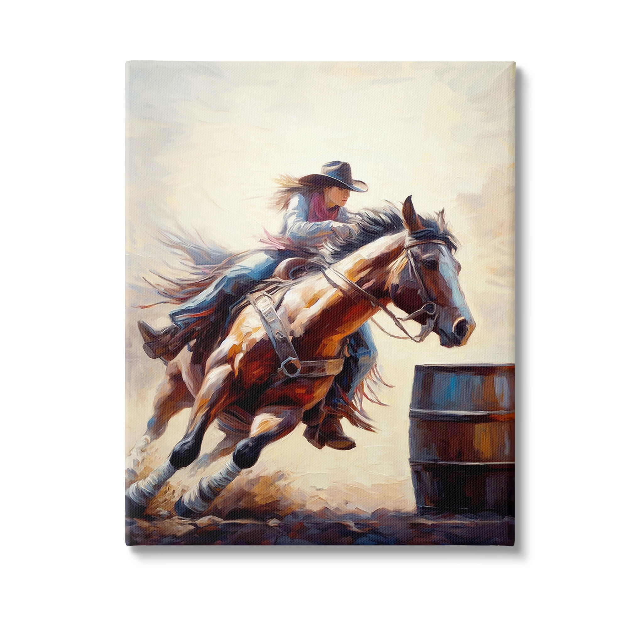 Stupell Industries Galloping Jockey Girl Animals & Insects Painting Gallery Wrapped Canvas Art Print Wall Art, 36 x 48