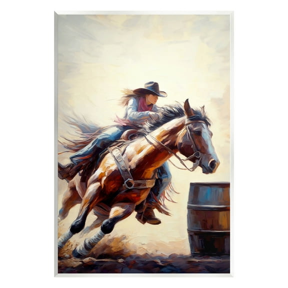 Stupell Industries Galloping Jockey Girl Animals & Insects Painting Unframed Art Print Wall Art, 10 x 15