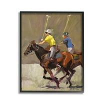 Stupell Industries Galloping Polo Players Animals & Insects Painting Black Framed Art Print Wall Art, 11 x 14