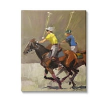 Stupell Industries Galloping Polo Players Animals & Insects Painting Gallery Wrapped Canvas Art Print Wall Art, 16 x 20