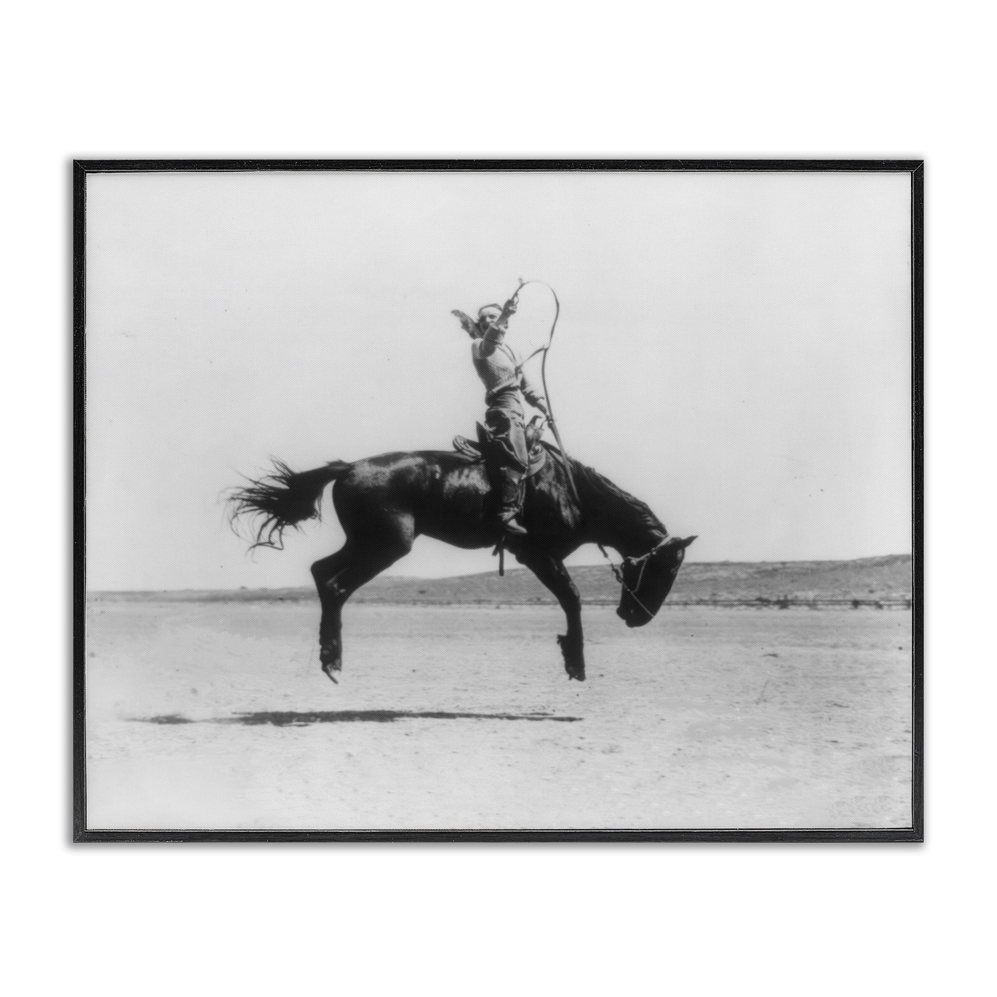 Stupell Industries Galloping Rodeo Cowgirl Animals Photography Black Framed Art Print Wall Art, 20 x 16