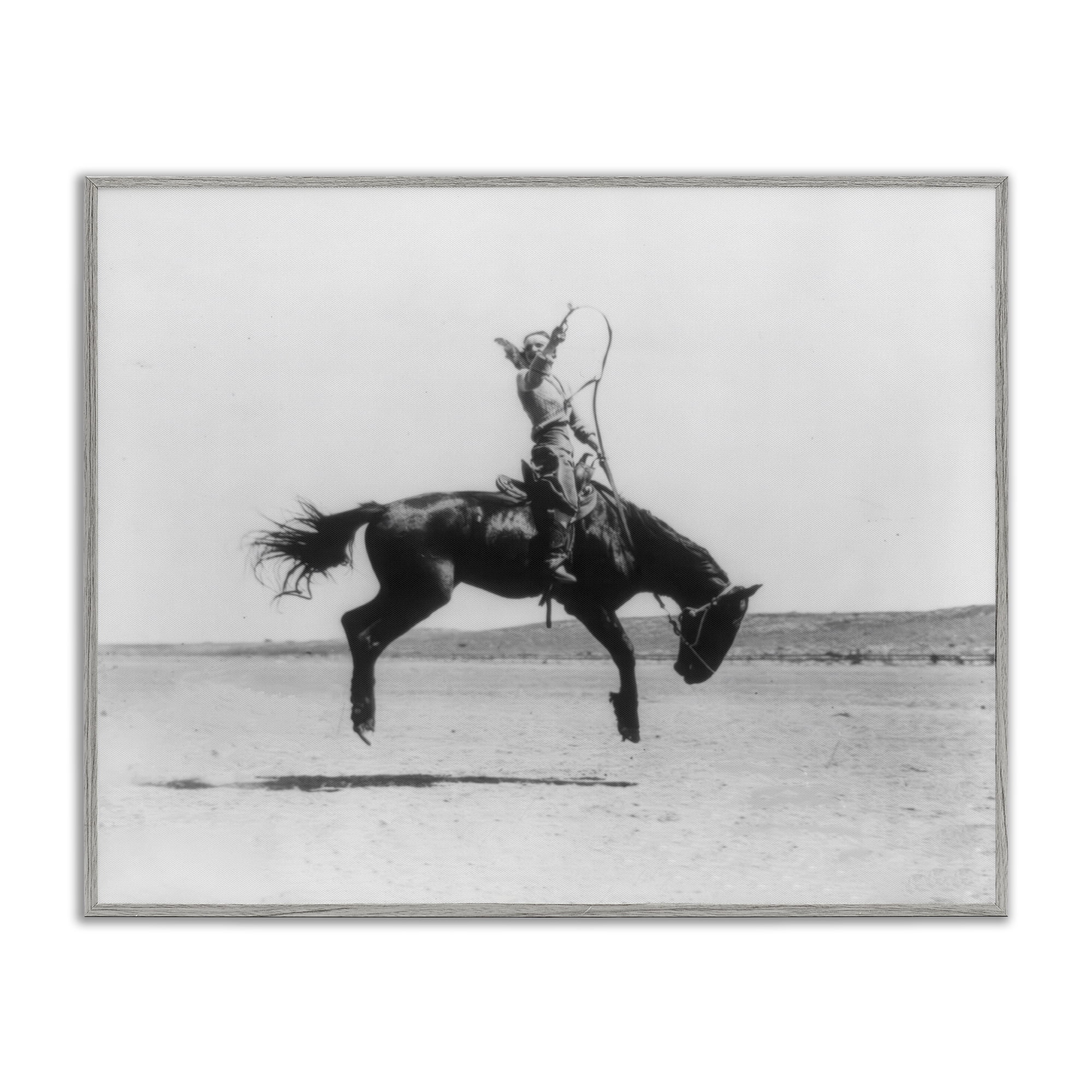 Stupell Industries Galloping Rodeo Cowgirl Animals Photography Gray Framed Art Print Wall Art, 14 x 11