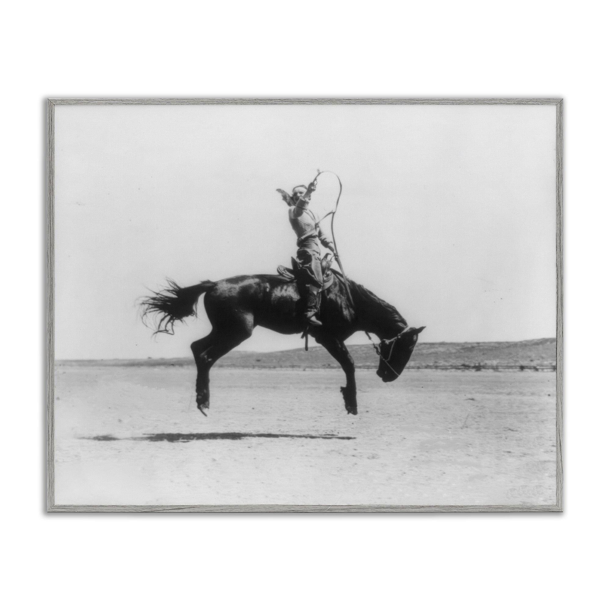 Stupell Industries Galloping Rodeo Cowgirl Animals Photography Gray Framed Art Print Wall Art, 30 x 24
