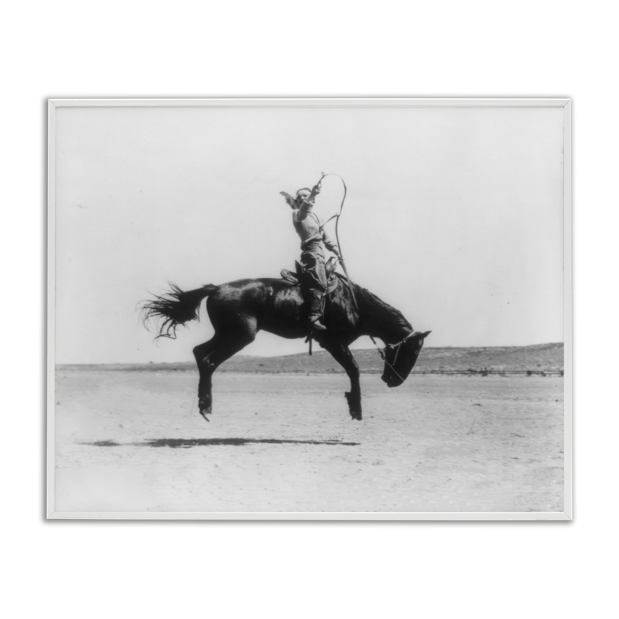 Stupell Industries Galloping Rodeo Cowgirl Animals Photography White Framed Art Print Wall Art, 14 x 11