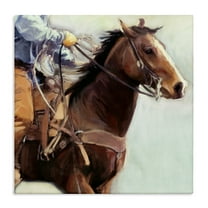 Stupell Industries Galloping Western Cowboy Animals & Insects Painting Gallery Wrapped Canvas Art Print Wall Art, 17 x 17
