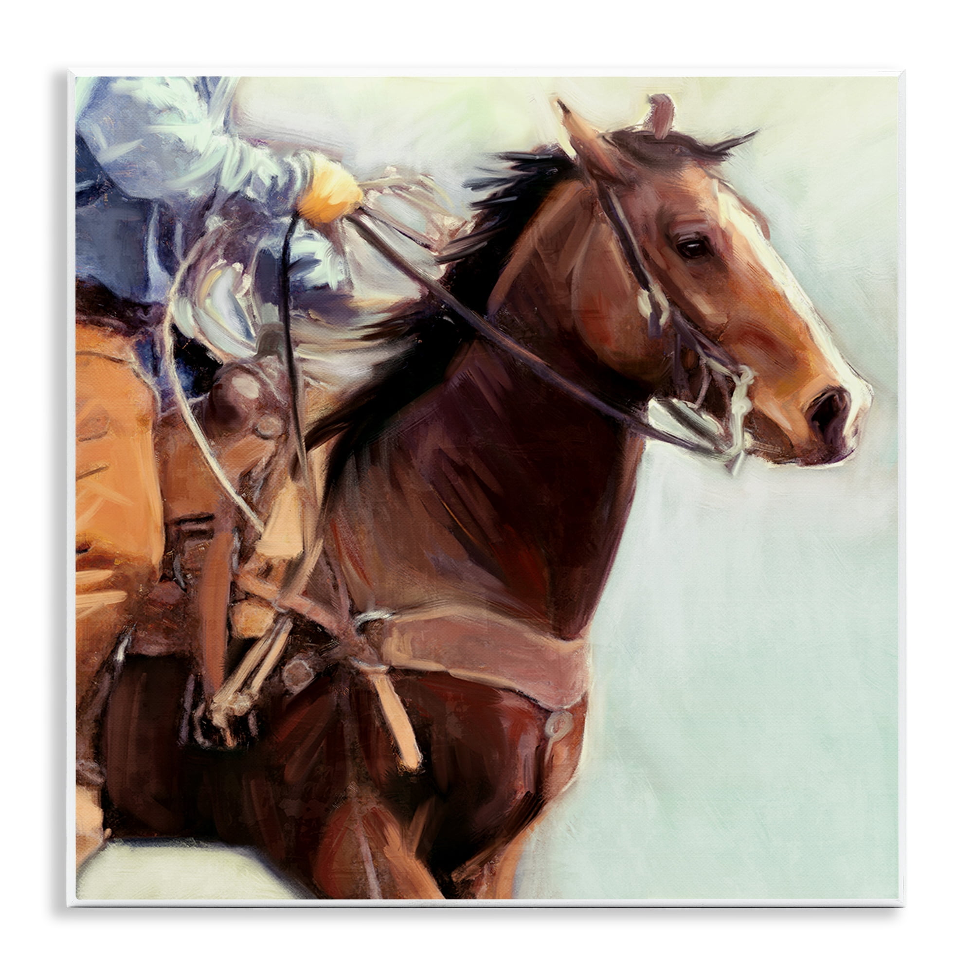 Stupell Industries Galloping Western Cowboy Animals & Insects Painting Unframed Art Print Wall Art, 12 x 12