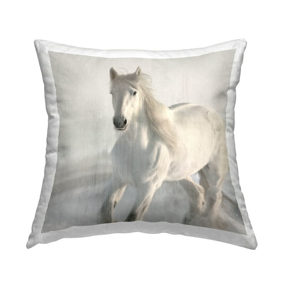 Stupell Industries Galloping White Horse Decorative Printed Throw Pillow, 18 x 18