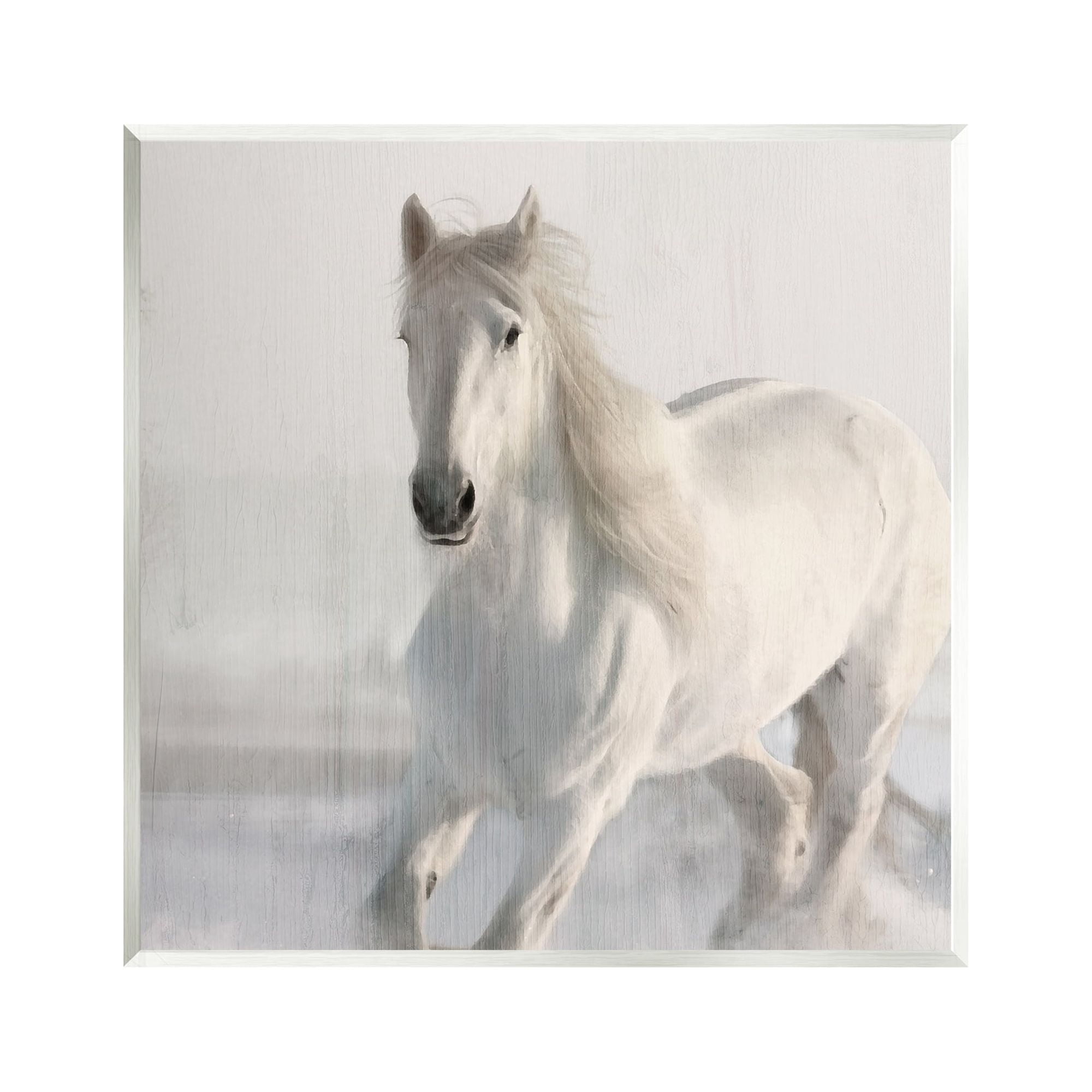 Stupell Industries Galloping White Stallion Animals & Insects Painting Unframed Art Print Wall Art, 12 x 12