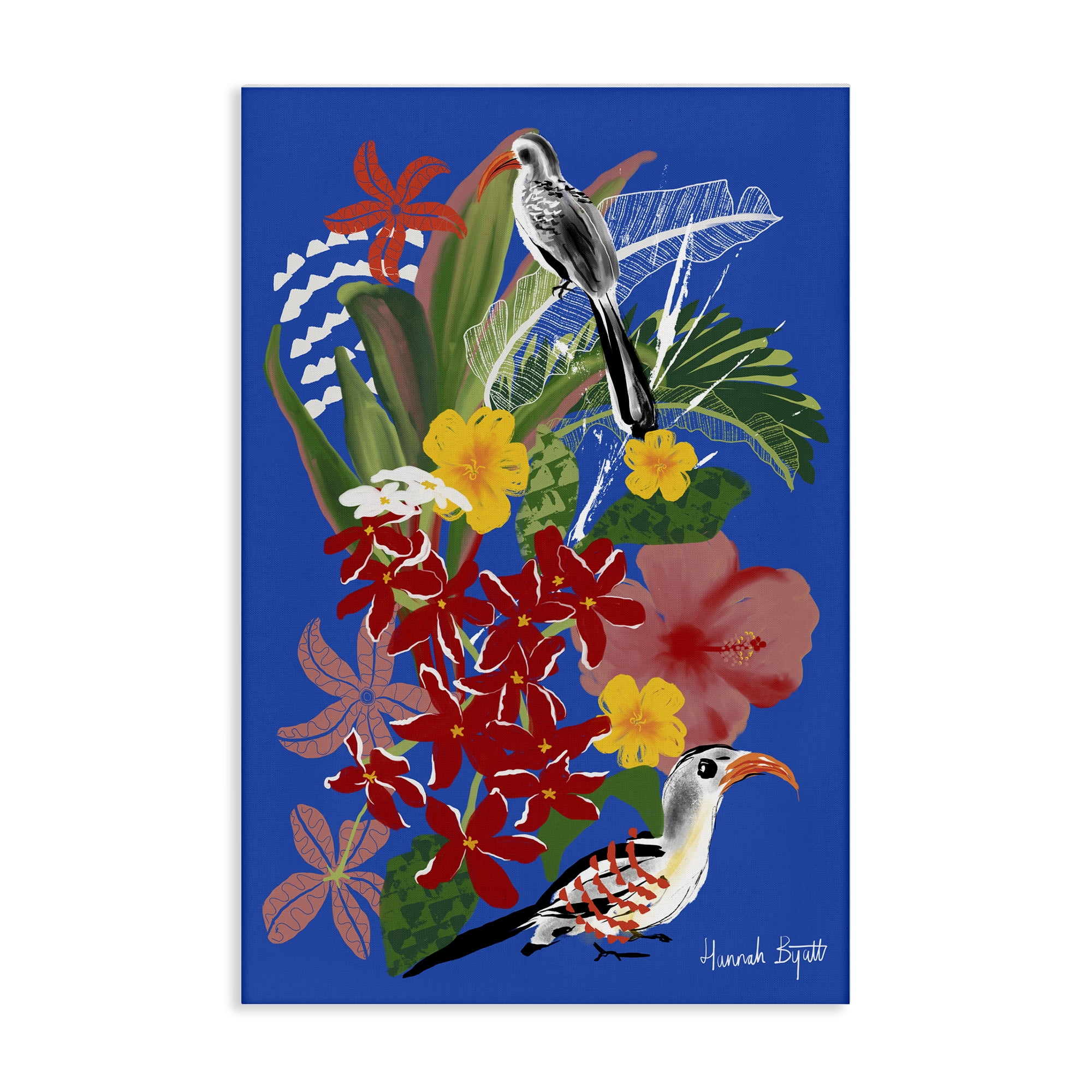 Stupell Industries Gambia Inspired Botanicals Animals Painting Wrapped Canvas Art Print Wall Art, 16 x 24
