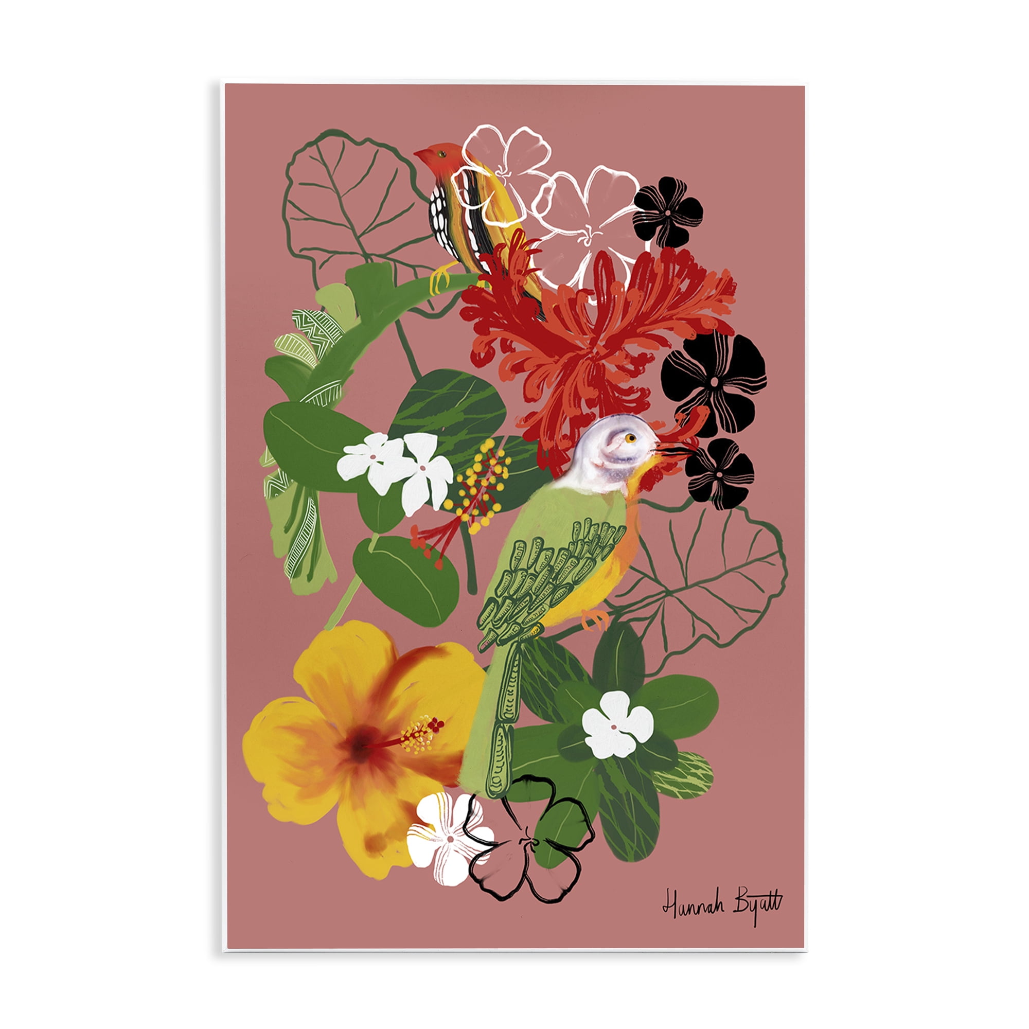 Stupell Industries Gambia Inspired Florals Animals Painting Unframed Art Print Wall Art, 13 x 19