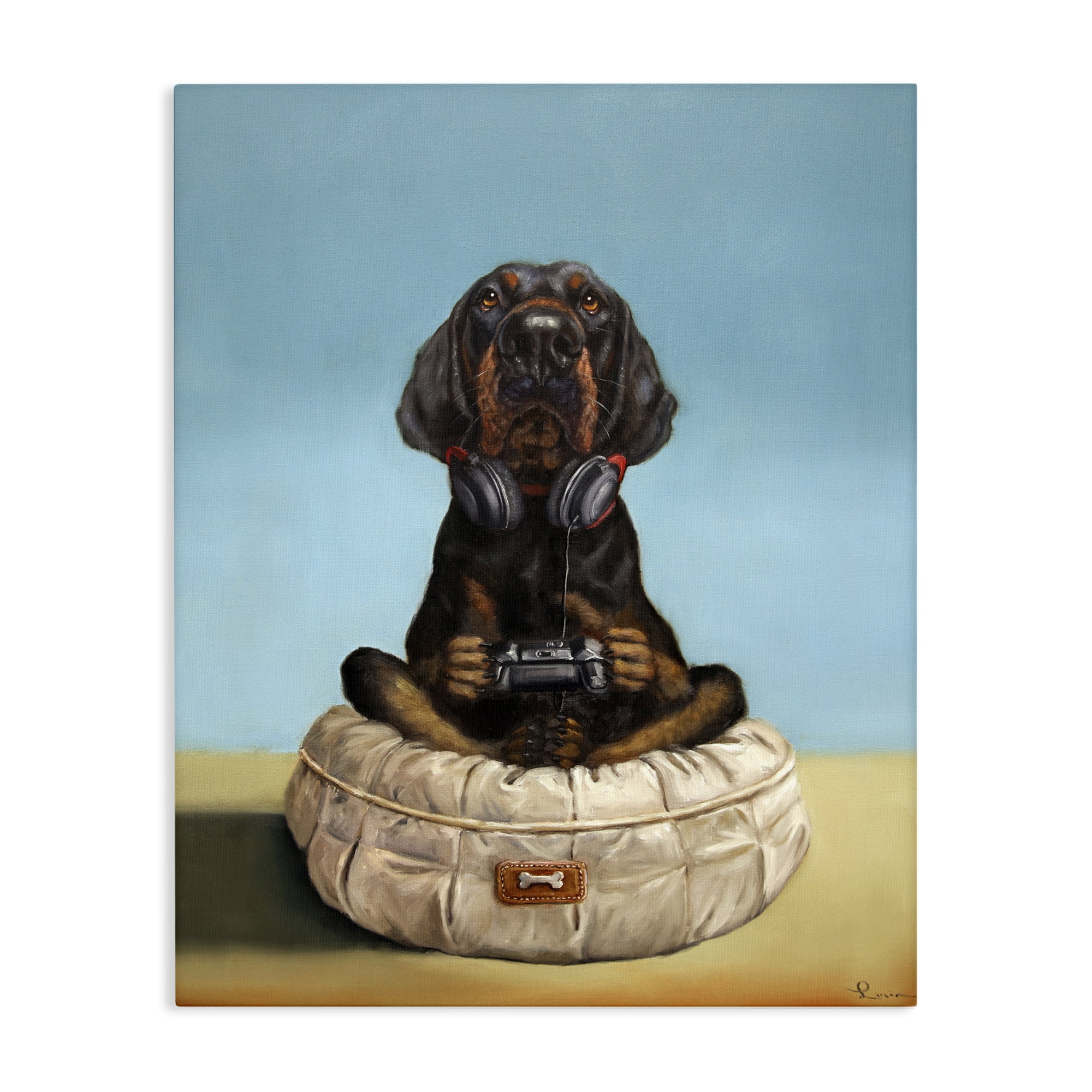 Stupell Industries Game Boy Playing Dog Canvas Wall Art, design by Lucia Heffernan