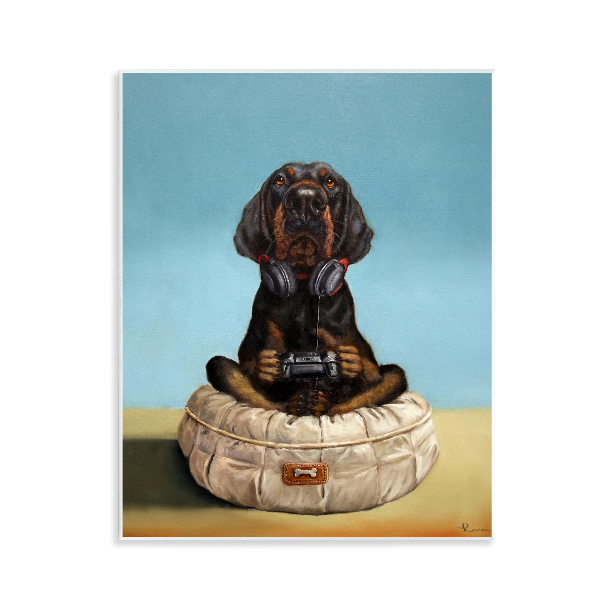 Stupell Industries Game Boy Playing Dog Wall Plaque Art, design by Lucia Heffernan