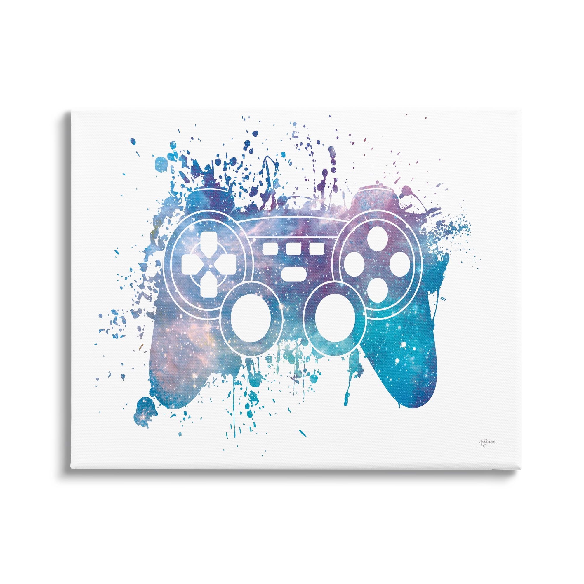 Stupell Industries Game Controller Modern Splash Abstract Painting Gallery Wrapped Canvas Print Wall Art, 30 x 24