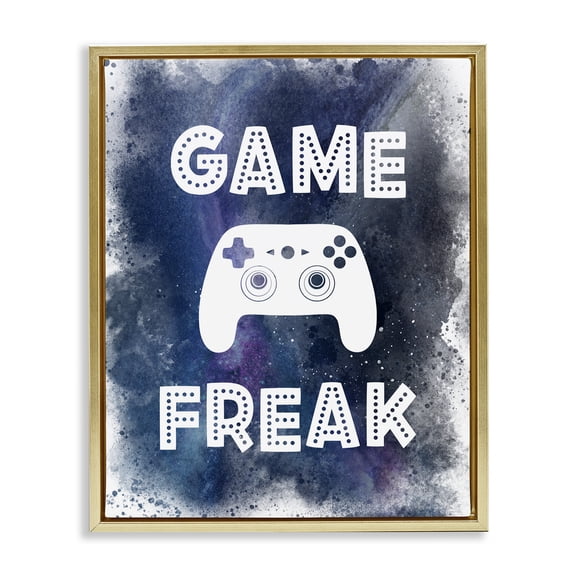 Stupell Industries Game Freak Splash Gold Framed Floater Canvas Wall Art, design by Marcus Prime