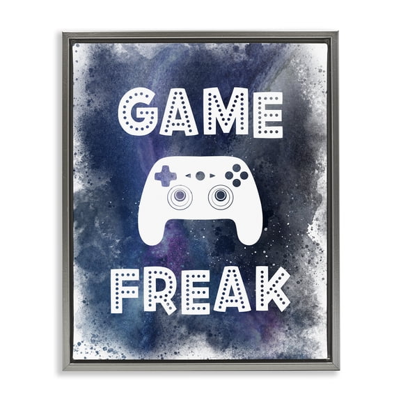 Stupell Industries Game Freak Splash Gray Framed Floater Canvas Wall Art, design by Marcus Prime