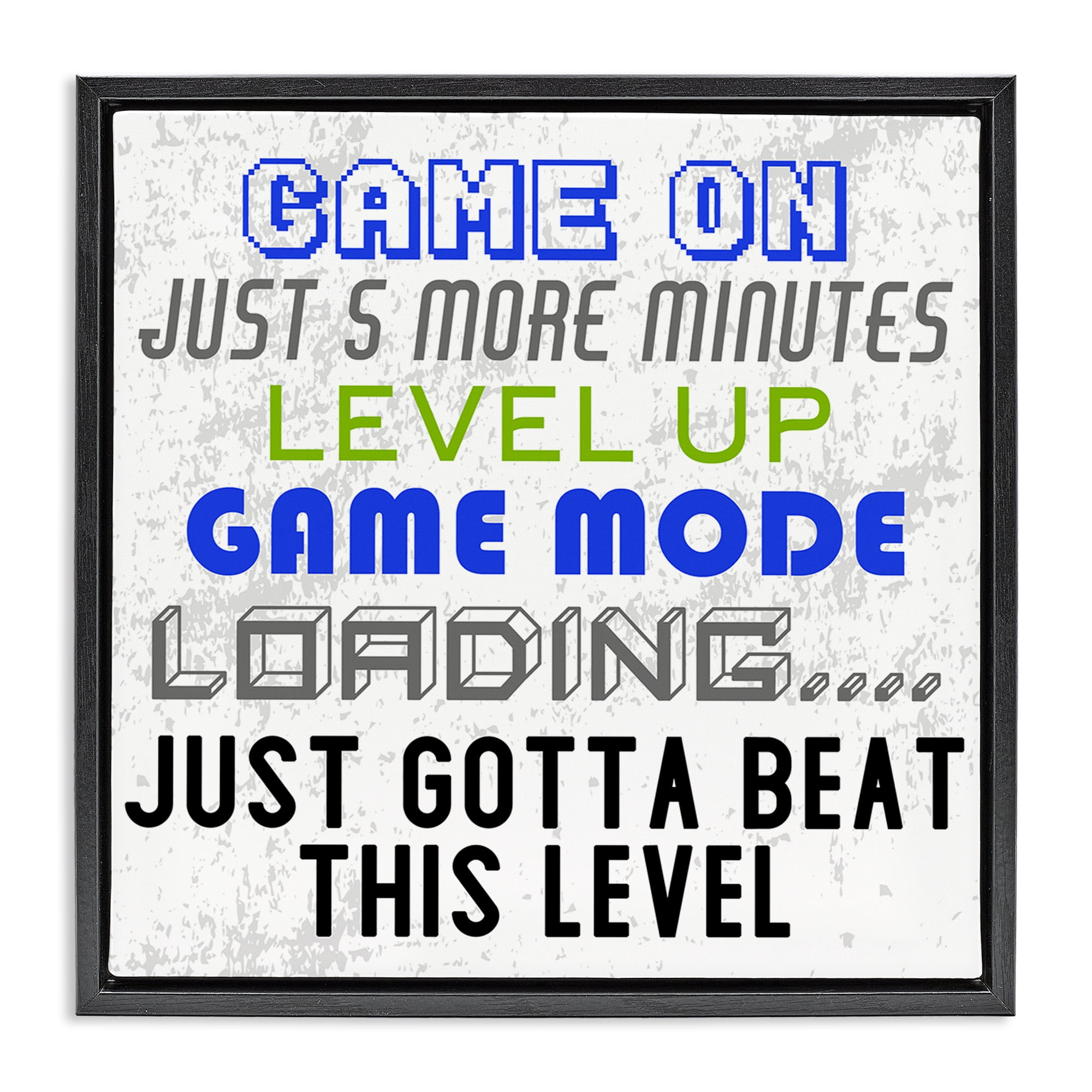 Stupell Industries Game Mode Phrases Entertainment Painting Black Floater Framed Canvas Art Print Wall Art, 25 x 25