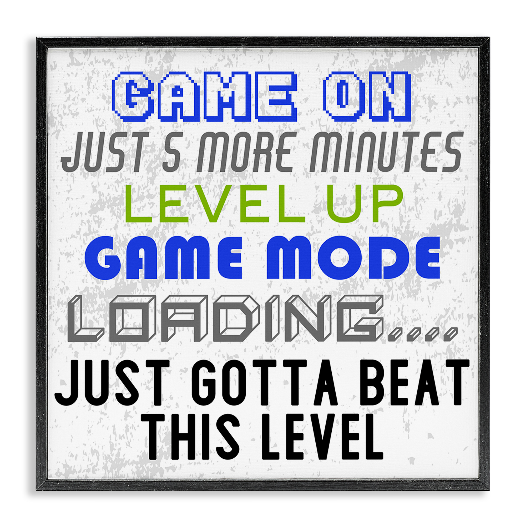 Stupell Industries Game Mode Phrases Entertainment Painting Black Framed Art Print Wall Art, 17 x 17