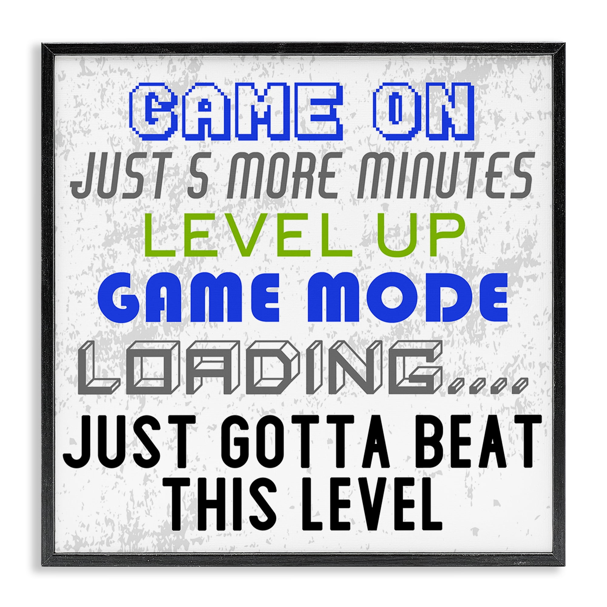 Stupell Industries Game Mode Phrases Entertainment Painting Black Framed Art Print Wall Art, 24 x 24