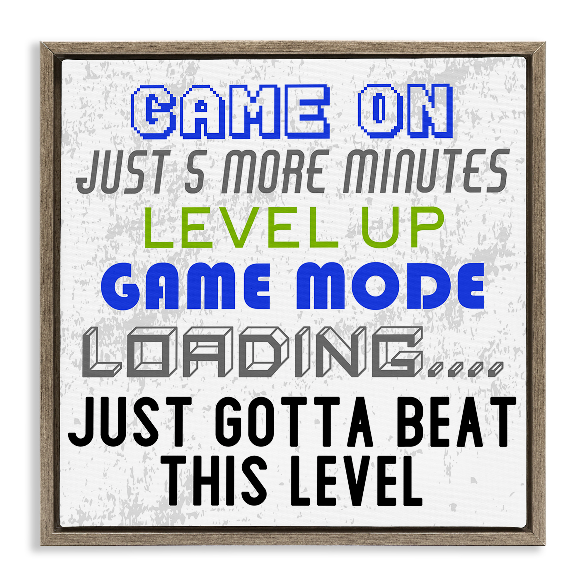Stupell Industries Game Mode Phrases Entertainment Painting Brown Floater Framed Canvas Art Print Wall Art, 18 x 18