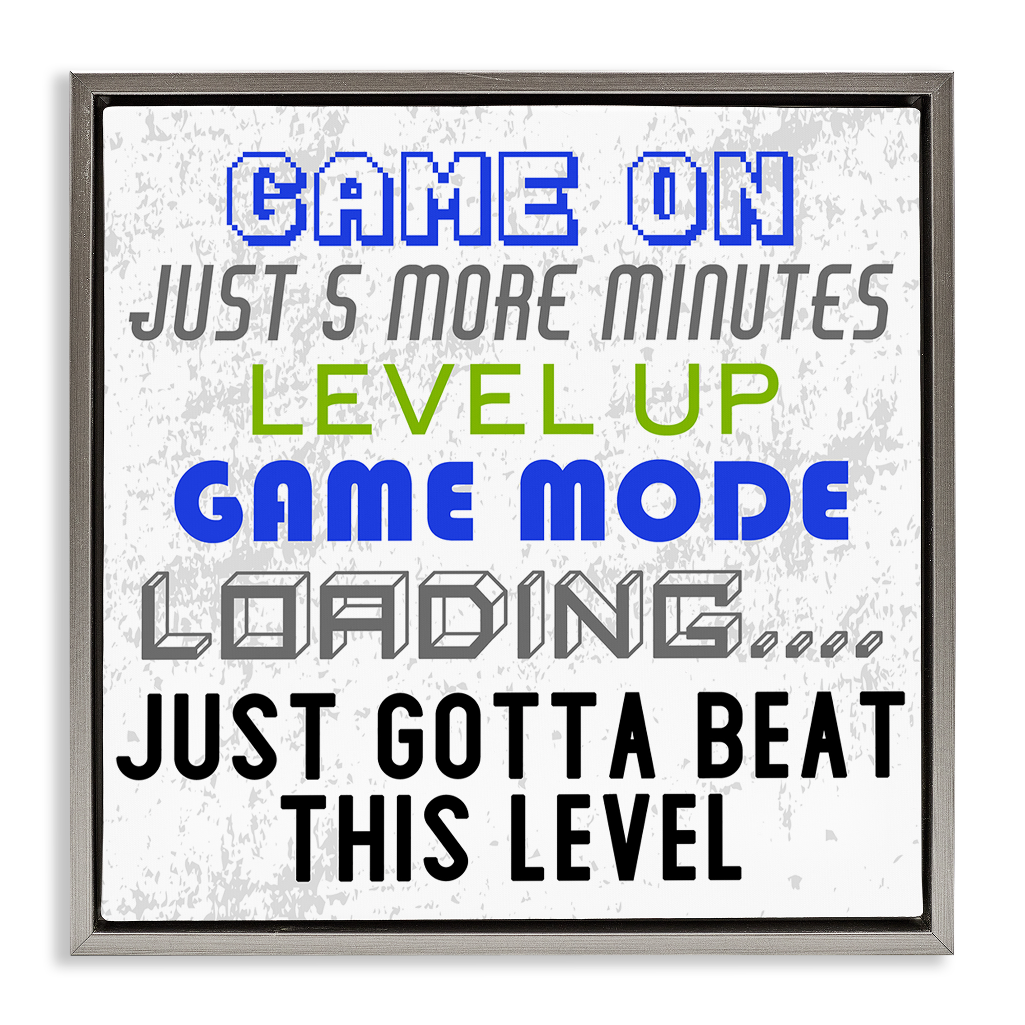 Stupell Industries Game Mode Phrases Entertainment Painting Gray Floater Framed Canvas Art Print Wall Art, 25 x 25