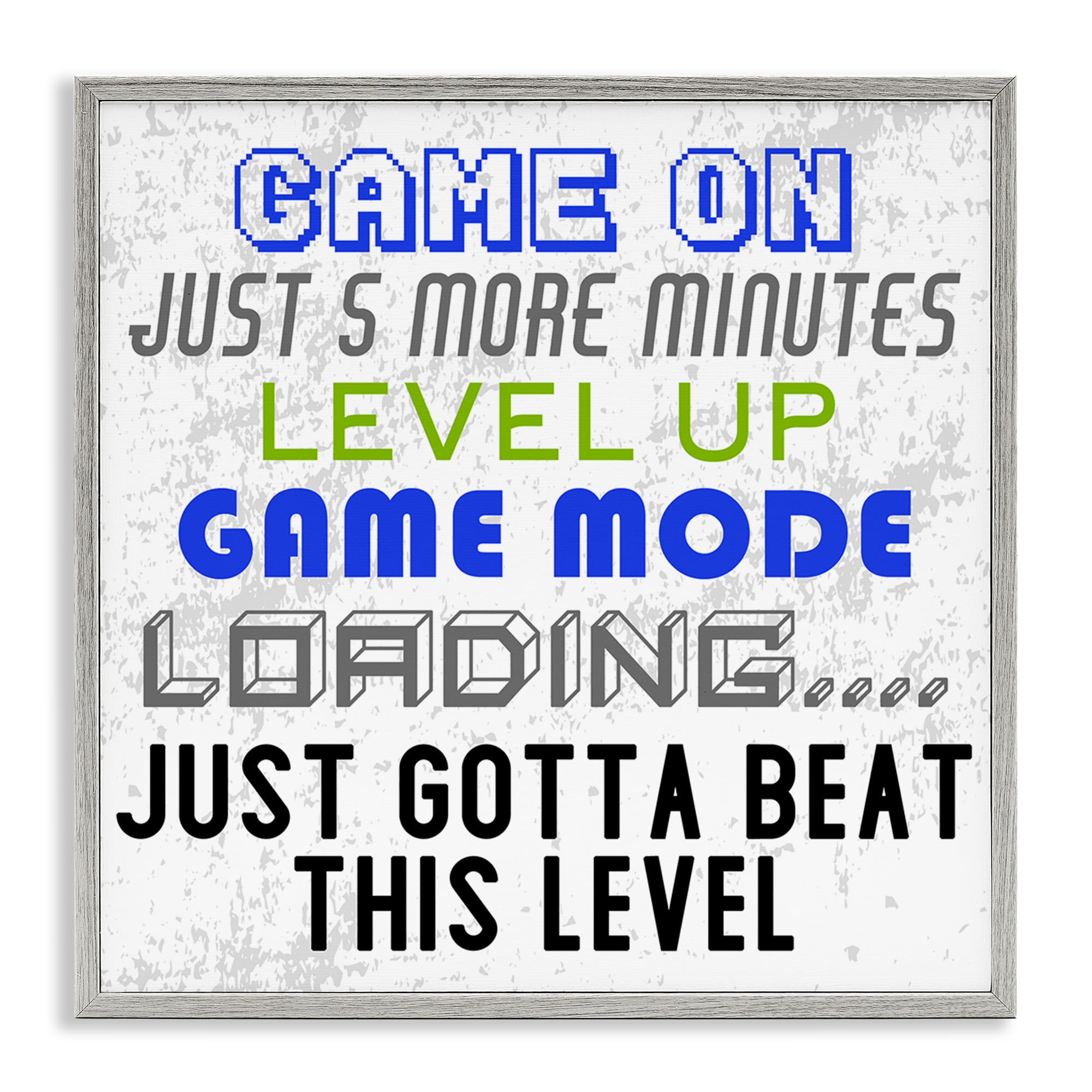 Stupell Industries Game Mode Phrases Entertainment Painting Gray Framed Art Print Wall Art, 17 x 17