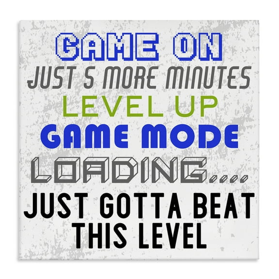Stupell Industries Game Mode Phrases Entertainment Painting Wrapped Canvas Art Print Wall Art, 17 x 17