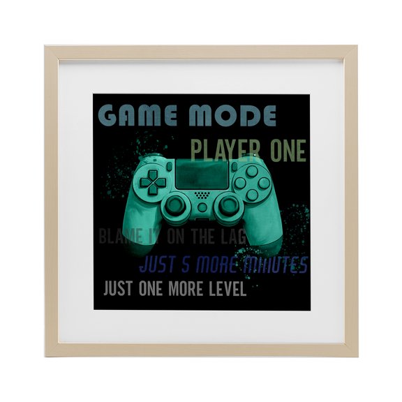 Stupell Industries Game Mode Player One Controller Birch Framed Print Under Glass, design by Kim Allen