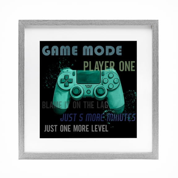 Stupell Industries Game Mode Player One Controller Gray Framed Print Under Glass, design by Kim Allen