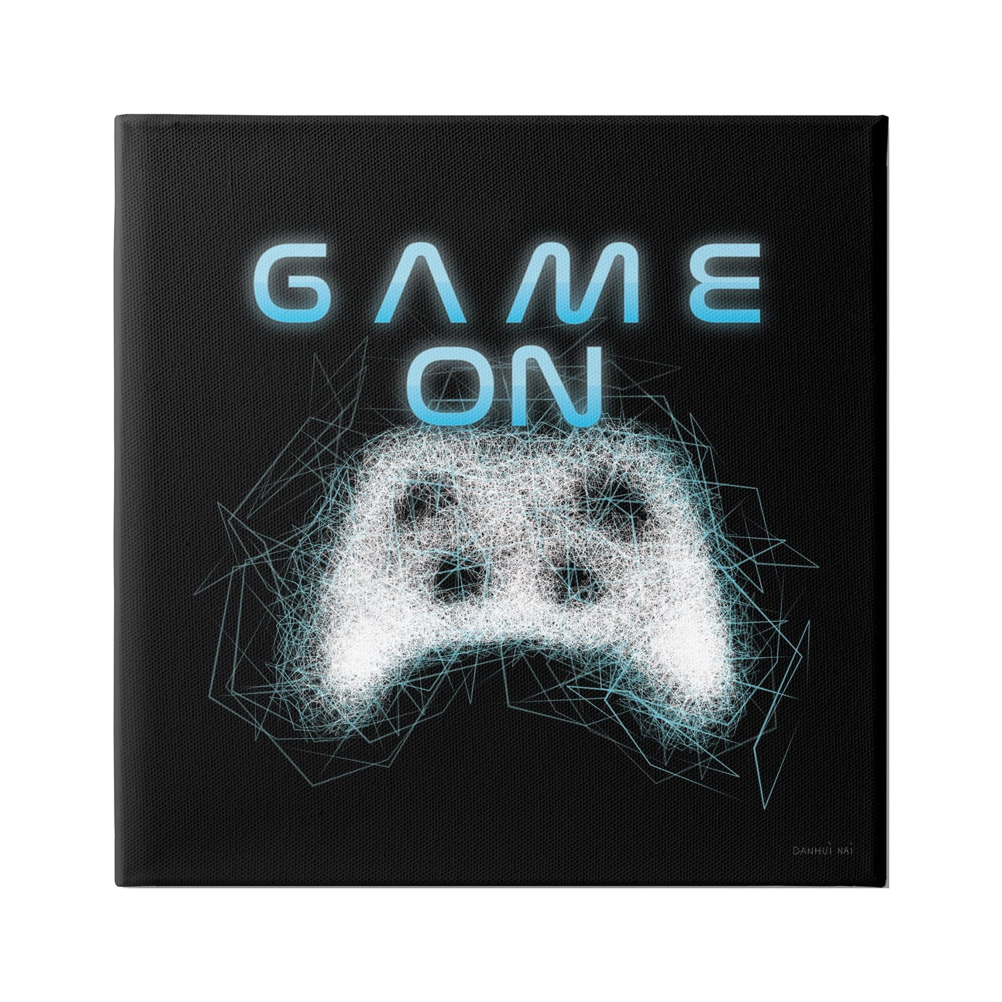 Stupell Industries Game On Abstract Controller Typography Painting Gallery Wrapped Canvas Print Wall Art, 24 x 24