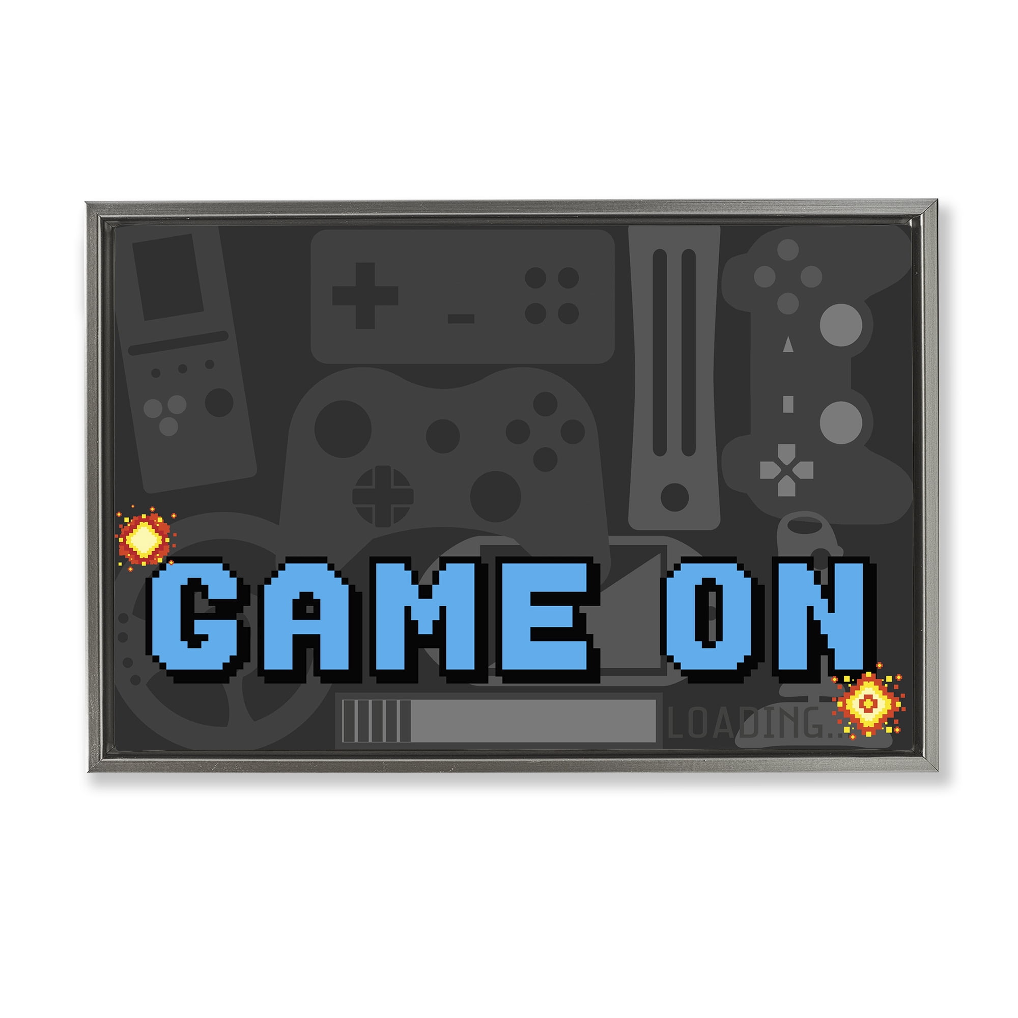 Stupell Industries Game On Arcade Gray Framed Floater Canvas Wall Art, design by Kim Allen