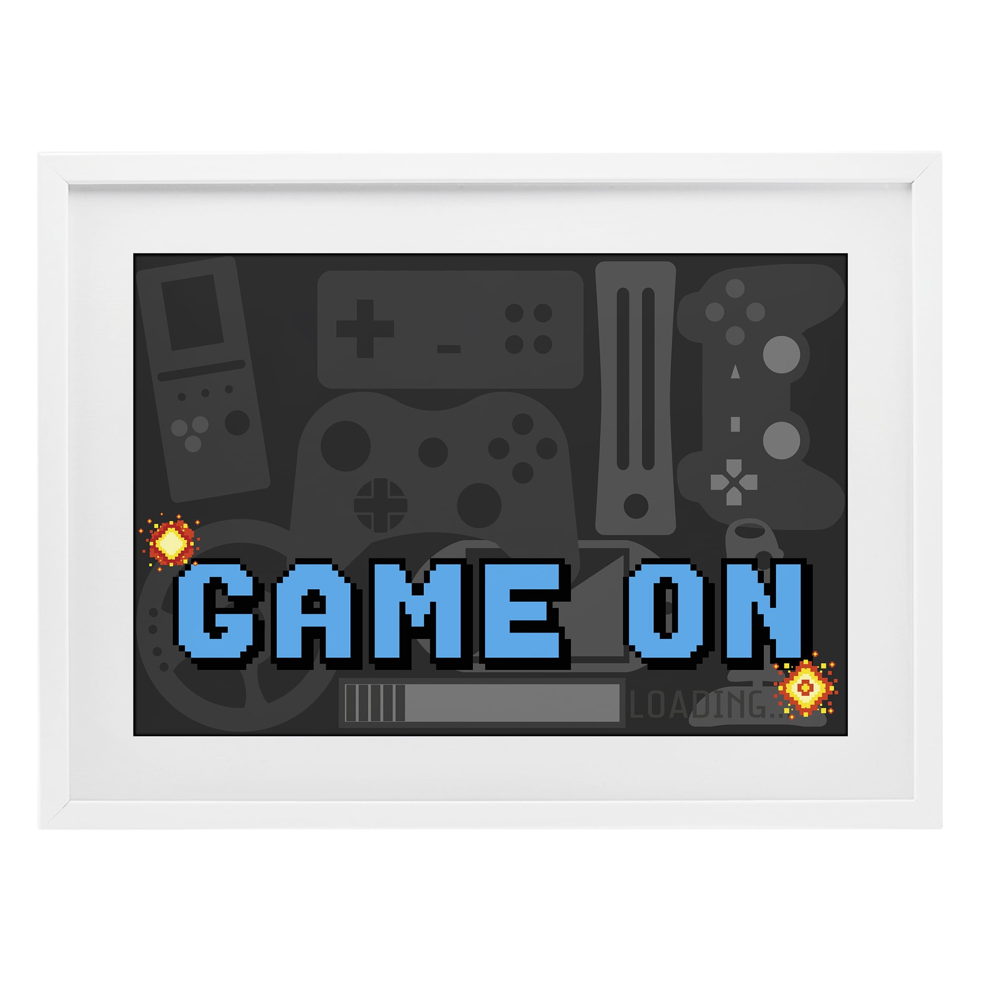 Stupell Industries Game On Arcade White Framed Print Under Glass, design by Kim Allen