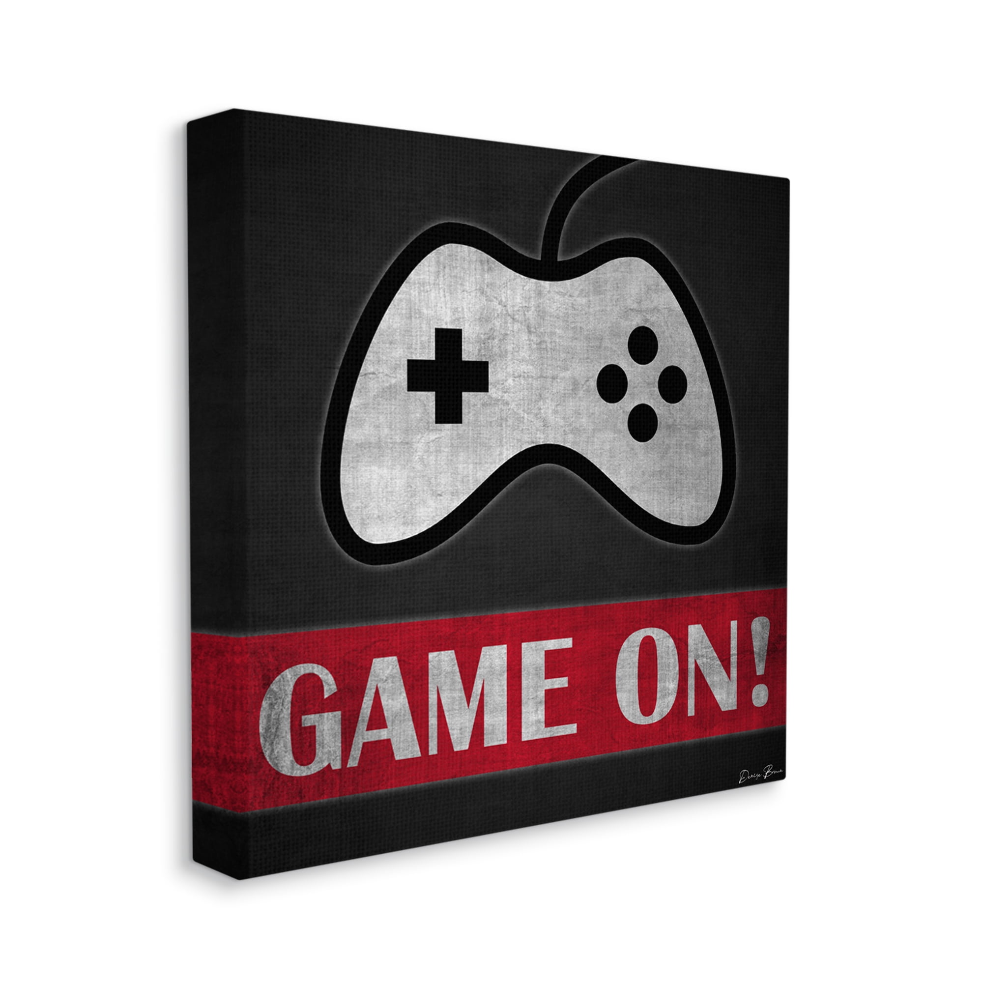 Stupell Industries Game On Bold Gamer Phrase Retro Controller Beauty & Fashion Painting Gallery Wrapped Canvas Print Wall Art, 24 x 24